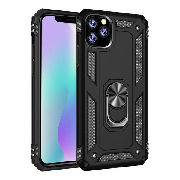 Wholesale iPhone 11 Pro Max (6.5in) Tech Armor Ring Grip Case with Metal Plate (Black)